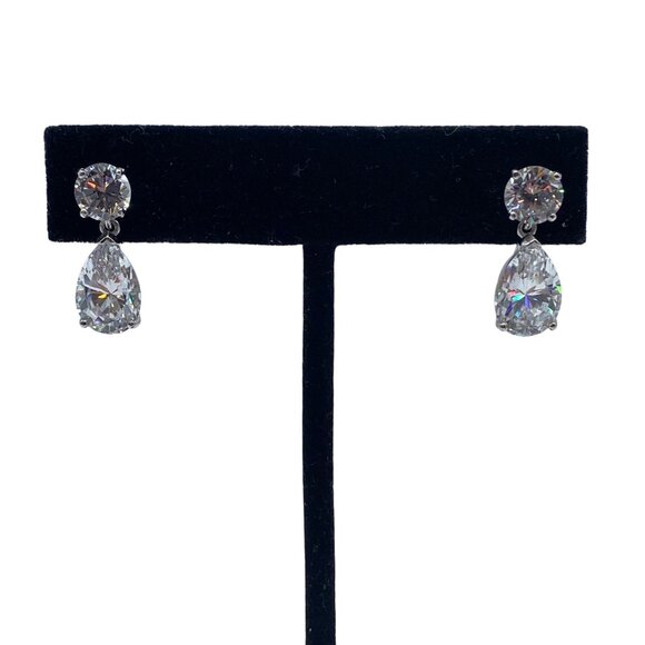 3Ct Pear Cut Cubic Zirconia Diamond Drop Dangle Earrings Sterling Silver - Picture 1 of 8